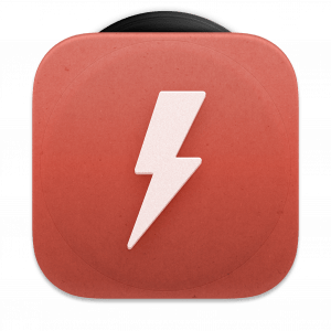 3vise - Repair corrupt mp3 files on your Mac, App Icon, Red record sleeve featuring a white lightning bolt in the center.