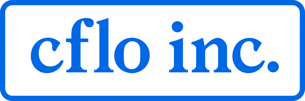 Logo of cflo inc. in lowercase blue letters on a blue-outlined rectangle.