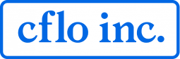 Logo of cflo inc. with blue text and border on a white background.